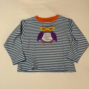 GUC Bella Bliss Owl Appliqué Blue Striped Shirt